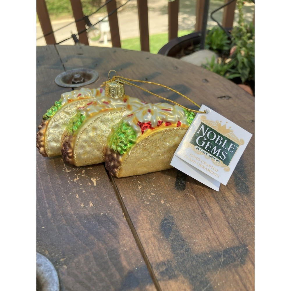 Noble Gems Taco Glass Ornament Kurt Adler Christmas Food Ornament NEW w/ Tags